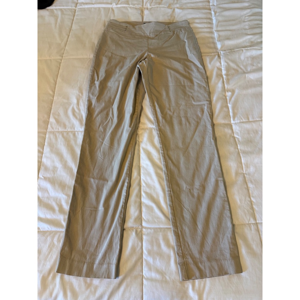 JM Collection Womens Tan Stretch Pull On Straight Leg Dress Pants Size Small